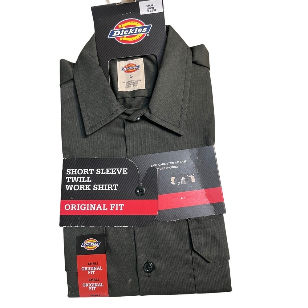 Dickies Mens Short Sleeve Twill Work Shirt Dark Olive Green‎ 1574DG S